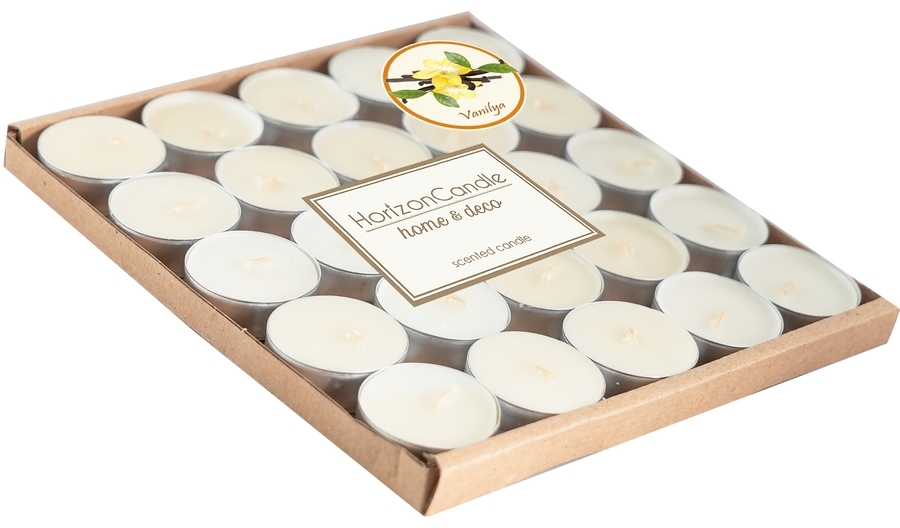 91017967 Свеча Horizon Candles чайная плавающая высота 14 мм d 37 мм 25 шт/уп ГИЛЬЗА на 3 часа горения жасмин STLM-0443361 MIR LIGHT