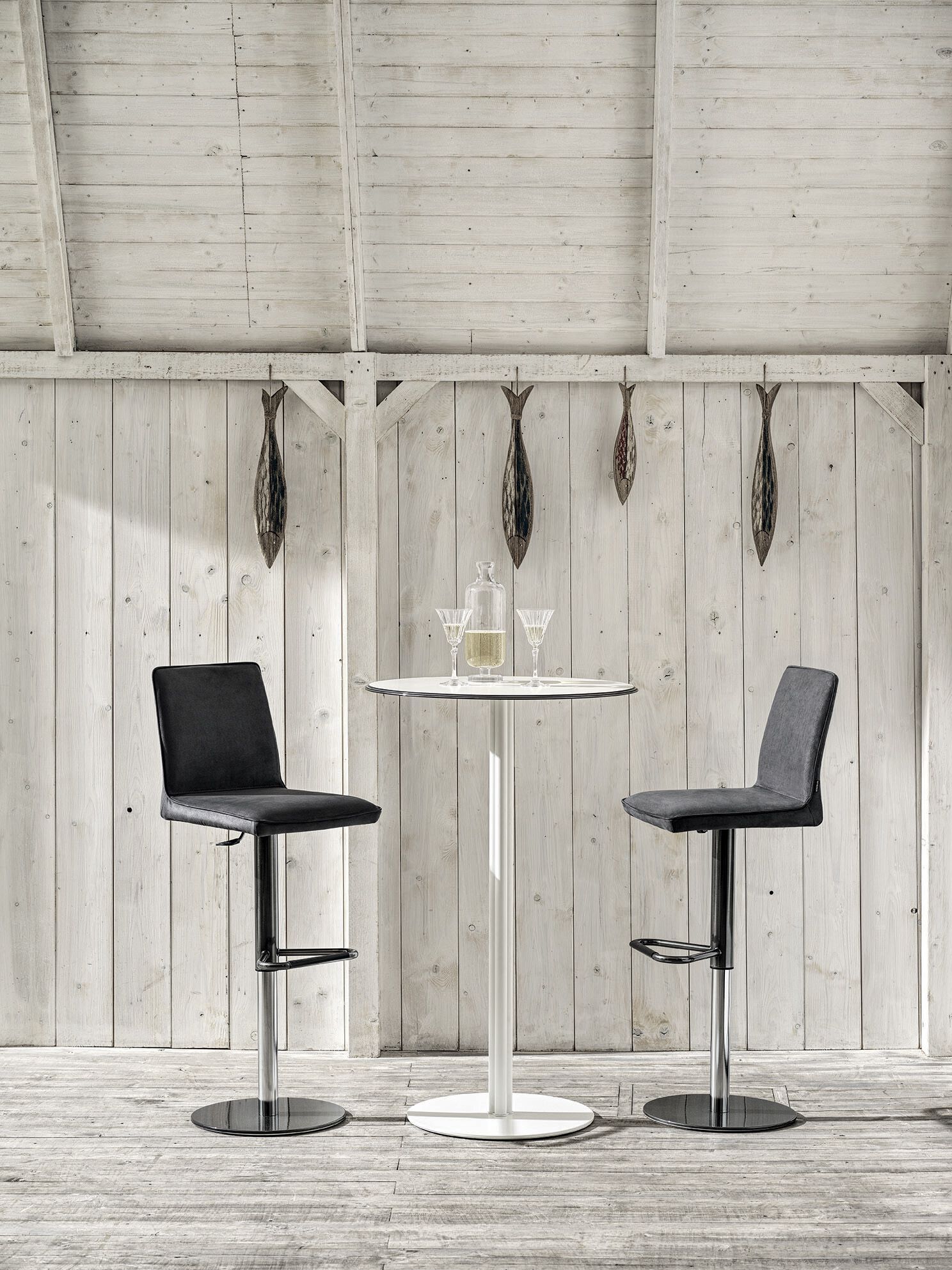 Высокий тканевый стул со спинкой Bontempi Casa Ната ARCH-00010506