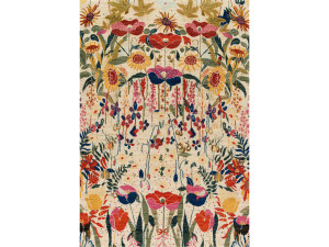 Прямоугольный шерстяной цветочный ковер