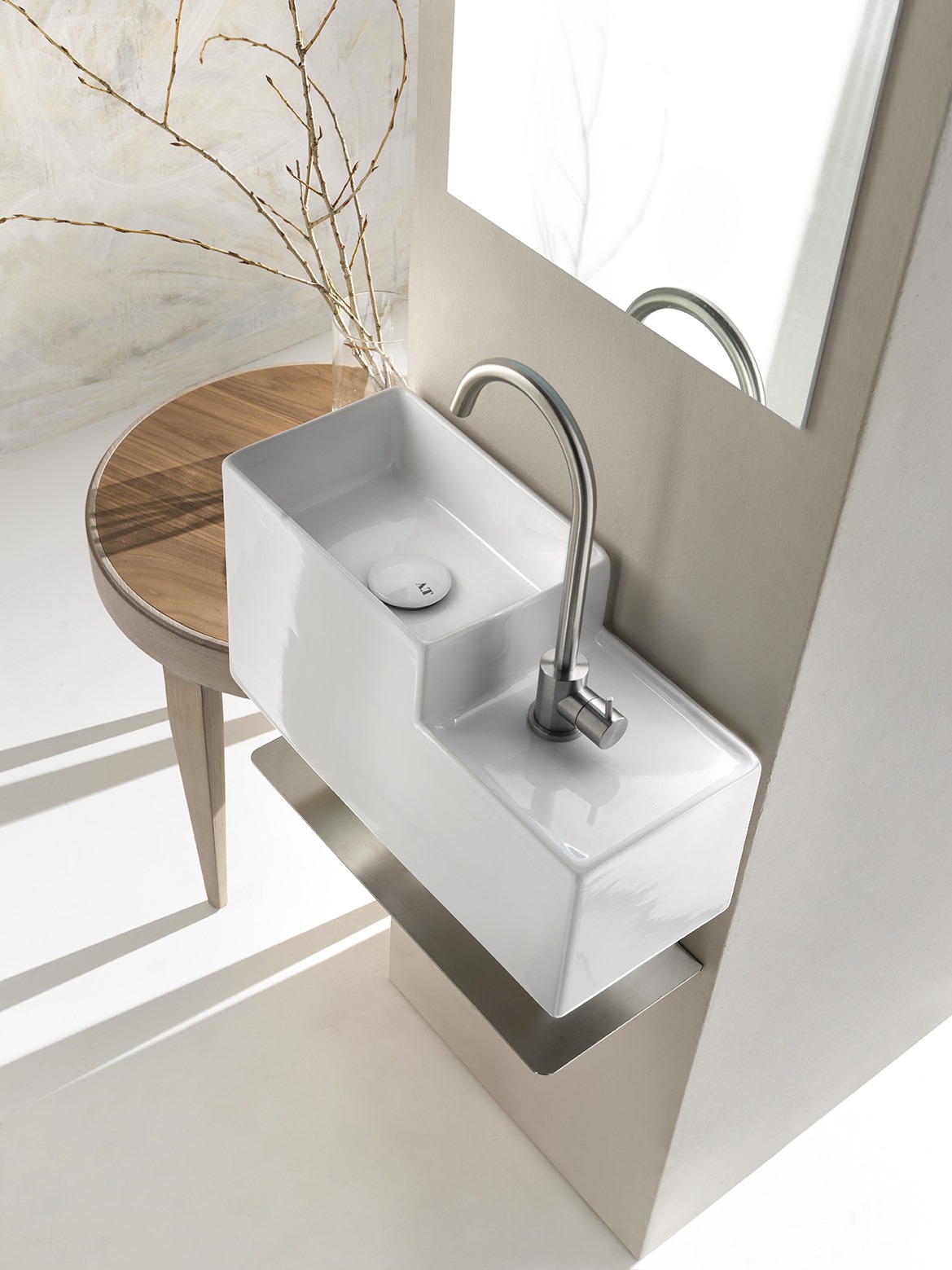 L469T0RPV1.100 Подвесная раковина прямоугольная с полкой A. e T. Italia KOMBO Белый глянцевый AeT ITALIA - Вид №3