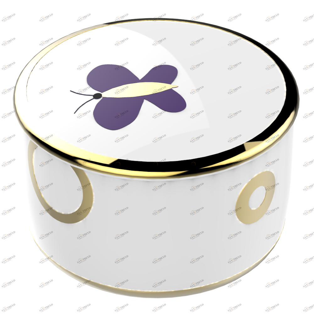 A7D-4616 Фарфоровая круглая пилюльница Ø 55 мм Thg-paris Capucine фиолетовый с золотым декором Хром A7D-4616 CAT.A