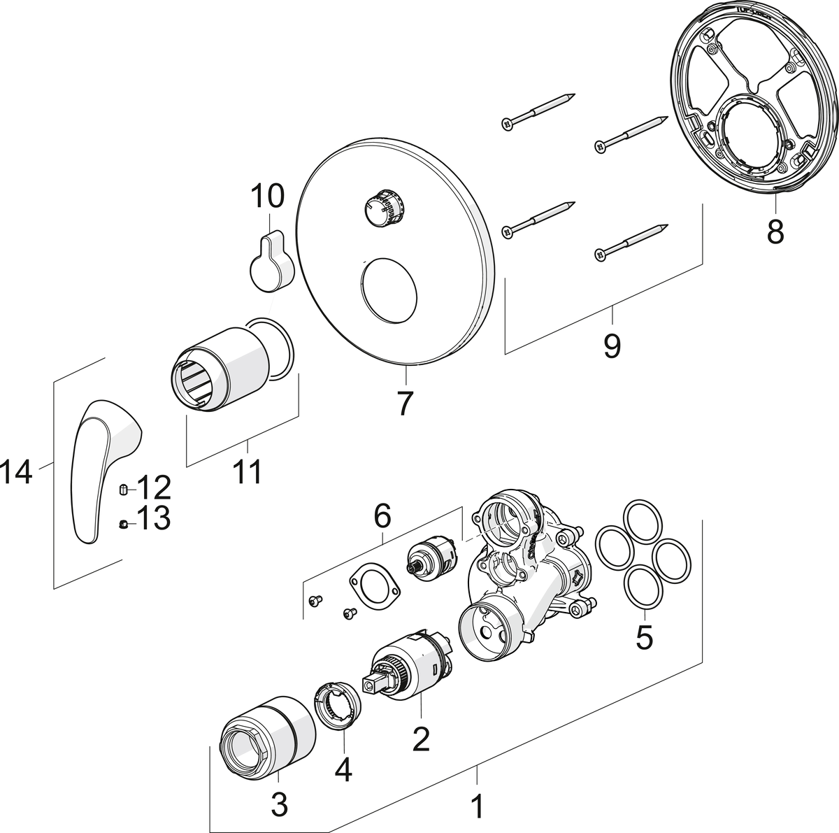 Oras 1443C Панель смесителя для ванны и душа 1443C Polara Хром  - Вид №3