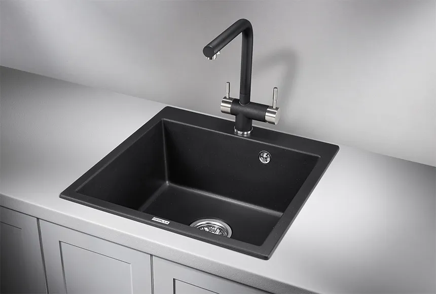 5102, ШВАРЦ (чёрный металлик), кухонная мойка, кварц GRANULA 5102-ST109
