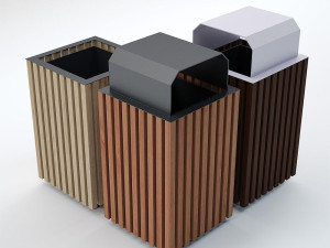 Деревянная стойка для мусора с крышкой для наружного использования