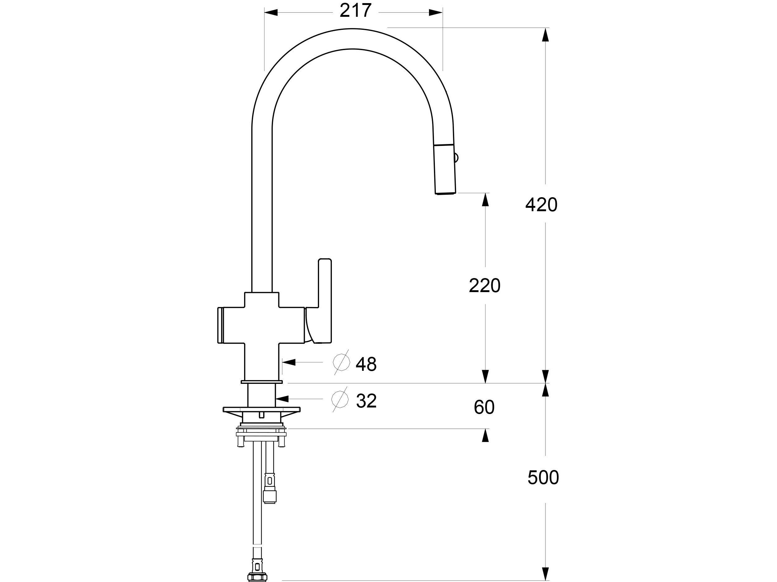 Однорычажный смеситель для кухни с выдвижным ручным душем GUGLIELMI RUBINETTERIE Smartap ARCH-00056304 - Вид №6