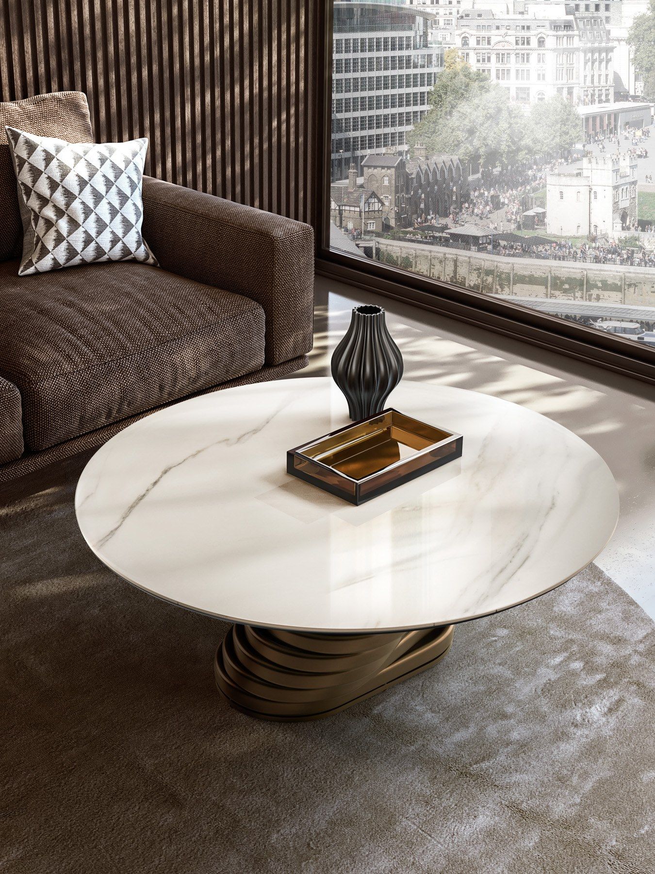 Керамический круглый журнальный столик с металлическим основанием EFORMA Rotolo ARCH-00120305 - Вид №1