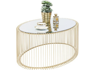 Овальный журнальный столик из зеркального стекла