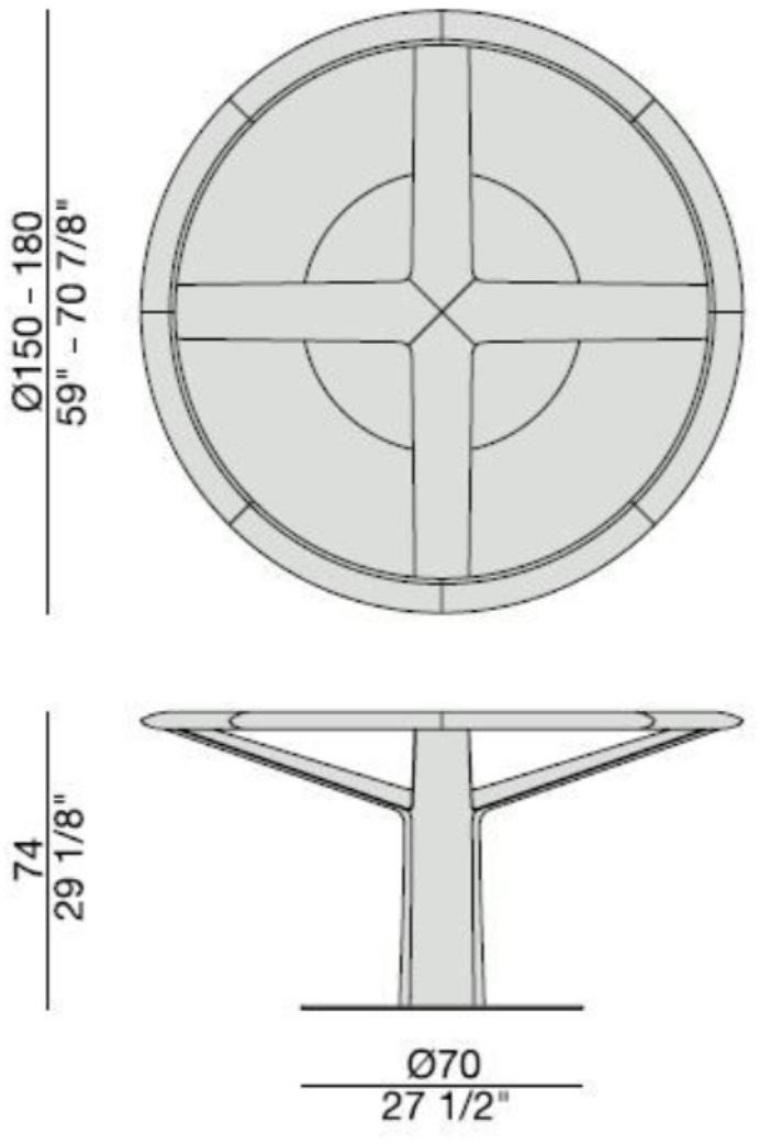 Porada Круглый стол из ореха со стеклянной столешницей Iron sun-id-1442254 - Вид №1