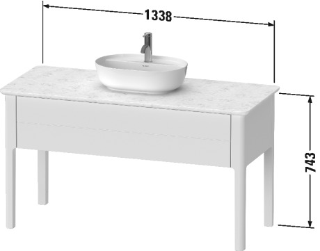 LU956109797 Тумбочка для консоли напольная Luv #LU9561 1338 x 570 мм Светло-голубой шелковисто-матовый лак Duravit - Вид №1