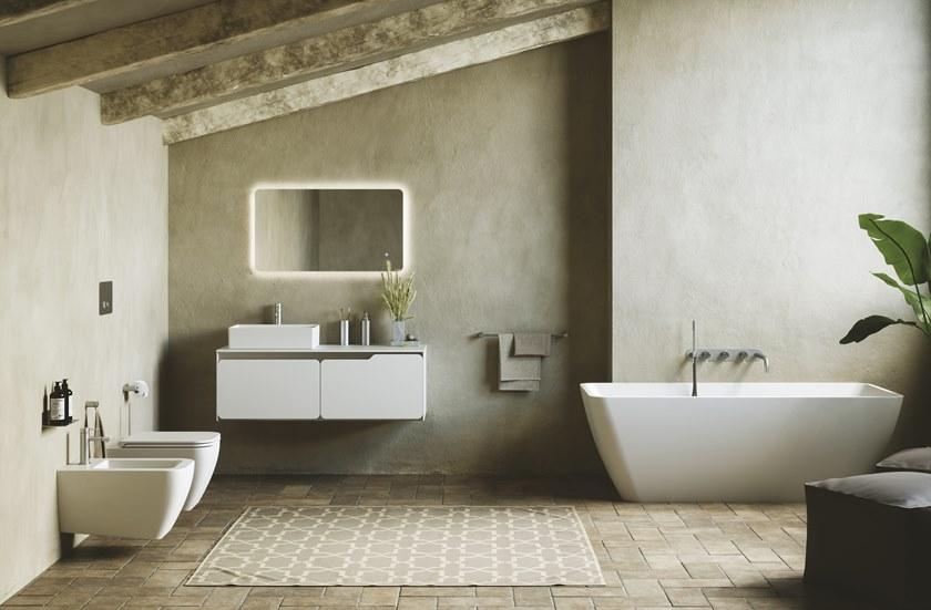 SDR CERAMICHE Настенная тумба под умывальник из массива с ящиками Solido sun-id-1383719 - Вид №2