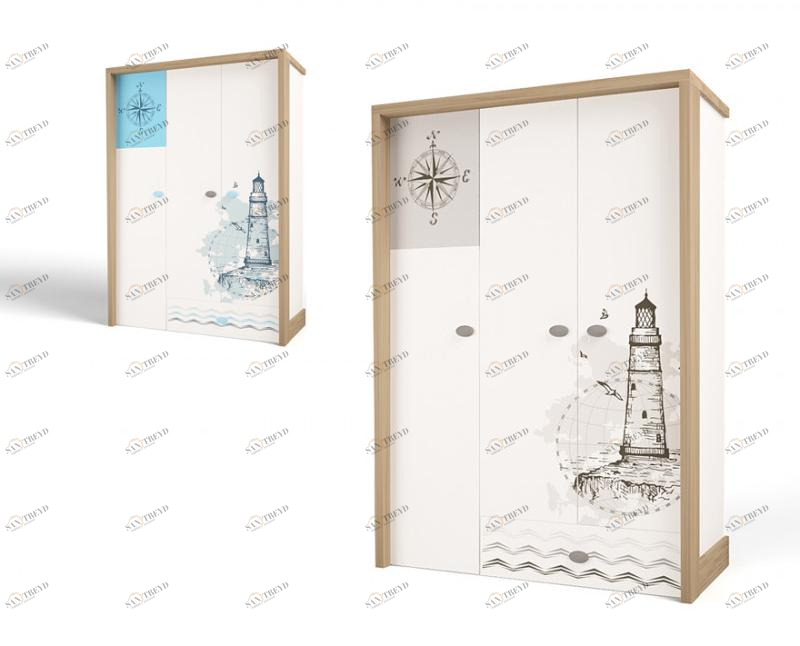 Шкаф ABC-KING 3х дверный MIX OCEAN (cream) 4631148107960