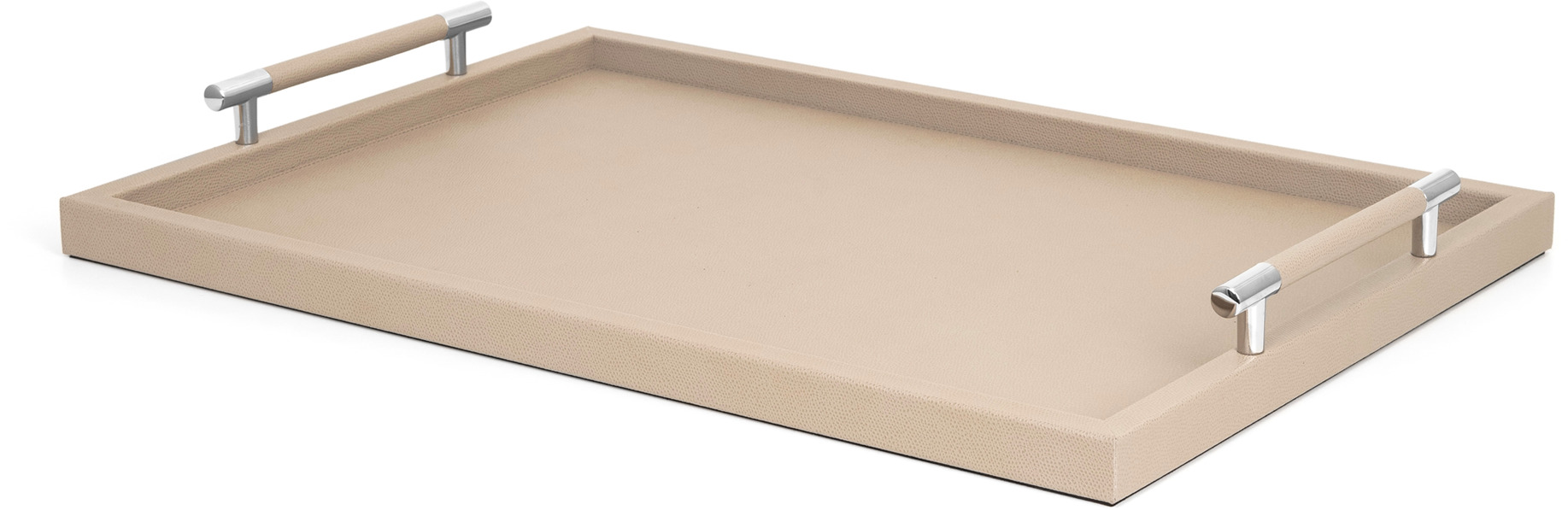 Поднос Дедало - 40X57,5 см / металл-финиш_вороненая-латунь / зерненая кожа_кремовый