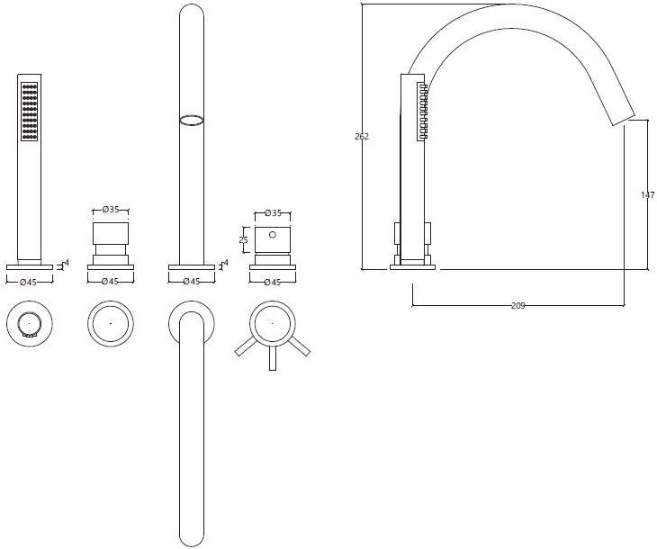 Water Evolution Смеситель для ванны из хромированной латуни Flow sun-id-1370596 - Вид №2