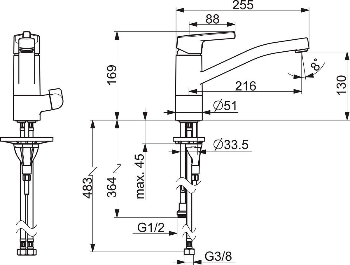 Oras 3935FH Смеситель для кухни с клапаном 3935FH Saga Style Хром  - Вид №1