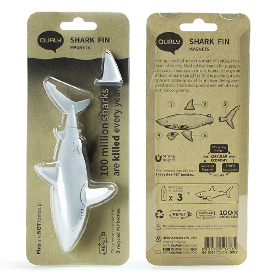 QL10341-GY Набор из 5 магнитов для холодильника shark Qualy  - Вид №6