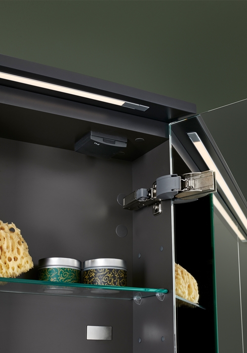 1590701 Шкаф Кромкого Зеркала 600 Серый Антрацит Hafa  Антрацитовый  - Вид №2