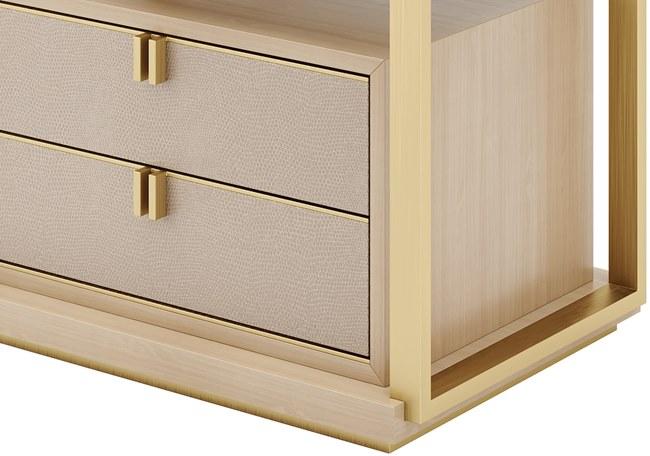 FRATO Прямоугольная прикроватная тумбочка из латуни с ящиками Lexton Ffu020010aaz  - Вид №2