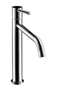 2807WF  Смеситель для раковины на 1 отверстие, высокий удлиненный излив - SMALLвылет 20 см ручка ограничитель потока воды до 5 л/мин при 3 бар подводка без донного клапана Fantini Rubinetti NOSTROMO НЕРЖАВЕЮЩАЯ СТАЛЬ