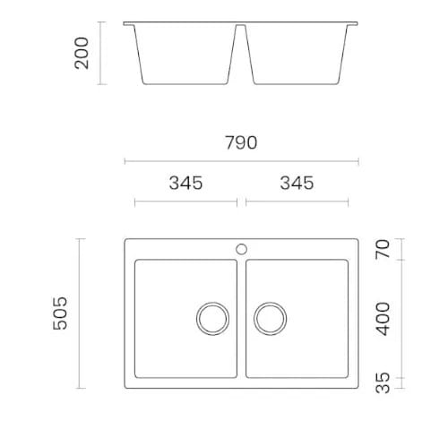 Раковина с 2 резервуарами из композитного материала TASCA композитные раковины ARCH-00083727 - Вид №2