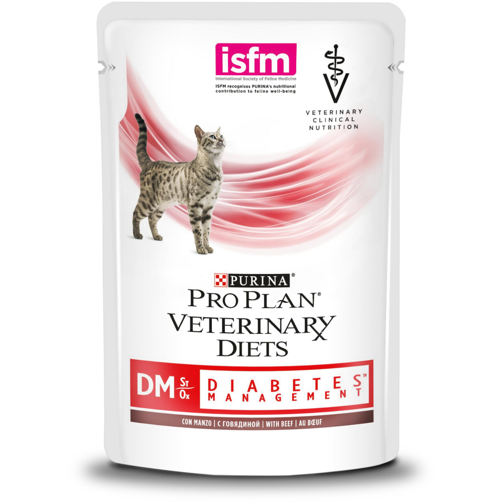 ПР0039977 Корм для кошек Veterinary Diets DM St/Ox при диабете, говядина пауч 85г Pro Plan 