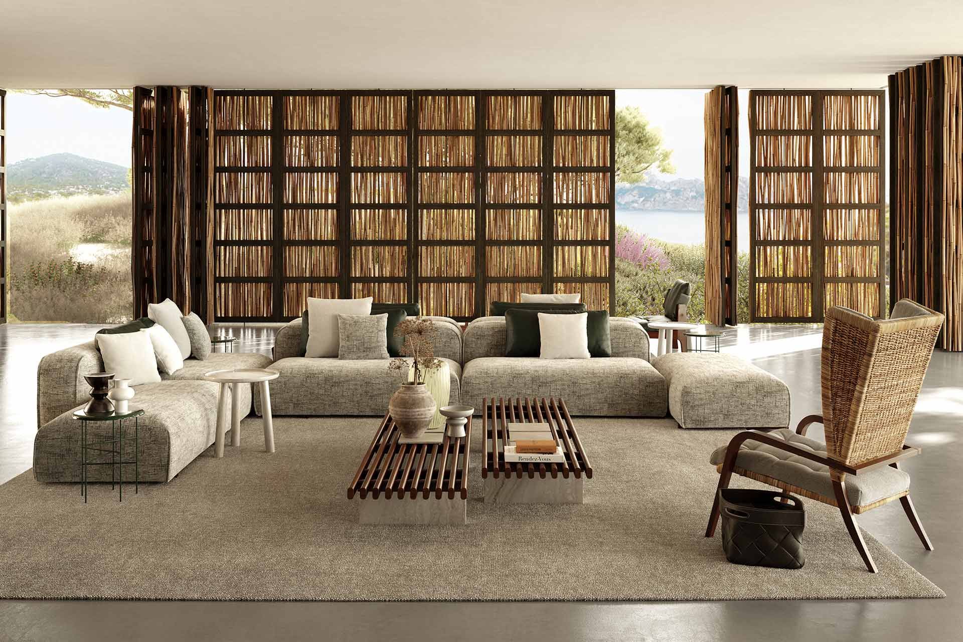 Низкий садовый столик из красного дерева и мрамора Exteta Panarea ARCH-00090767 - Вид №14