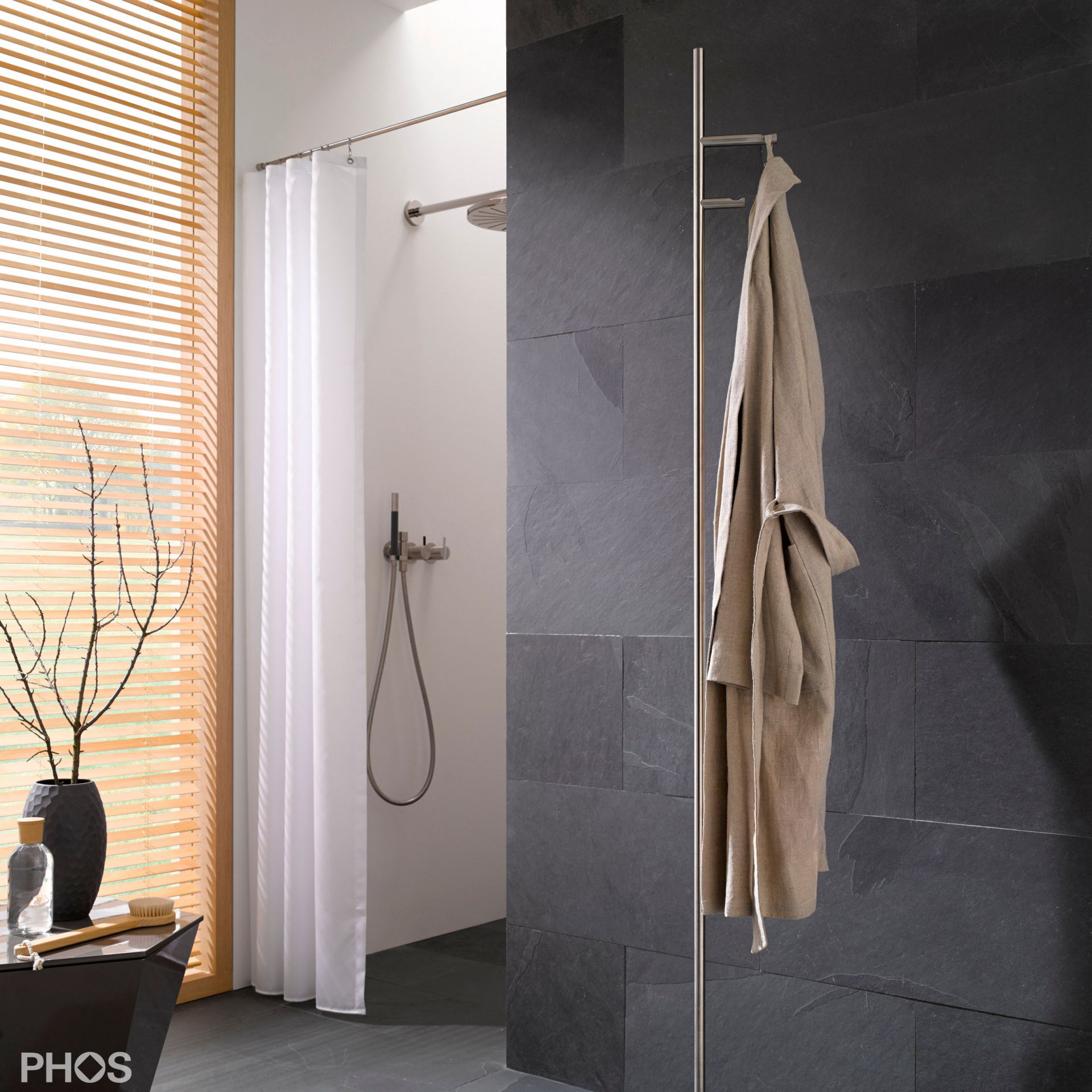 GSTS2V-B Вешалка для полотенец и вешалка для одежды с 2 вогнутыми крючками, основание: серое. PHOS 