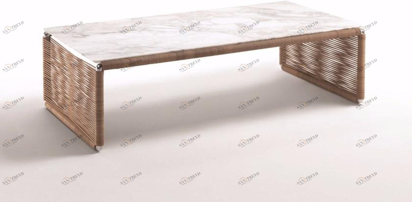 Flexform Прямоугольный кожаный журнальный столик с мраморной столешницей Tindari sun-id-1483718