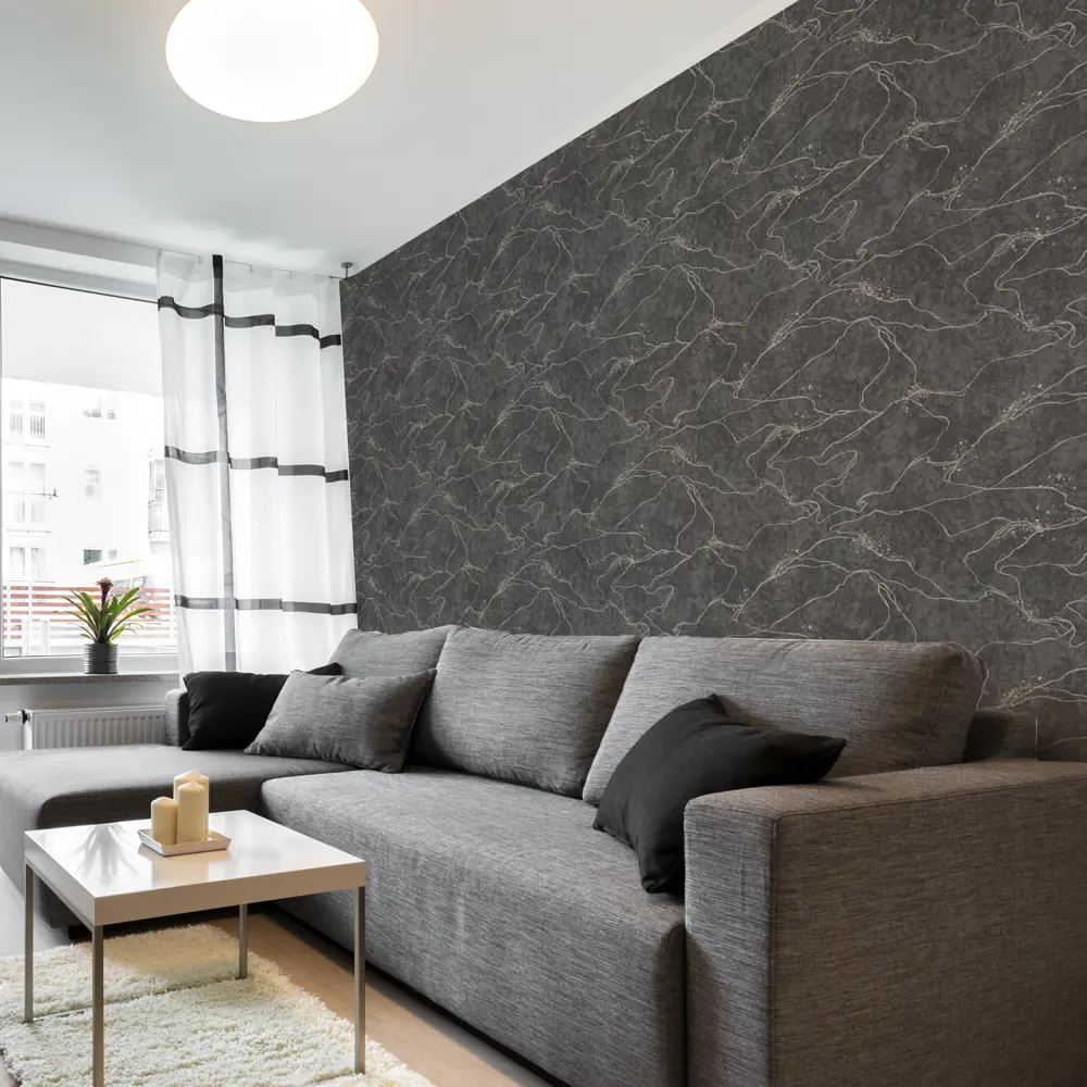 Московская обойная фабрика Кинцуги - флизелиновые обои черно-золотые с японской эстетикой 85310102 STLM-0061160 - Вид №2