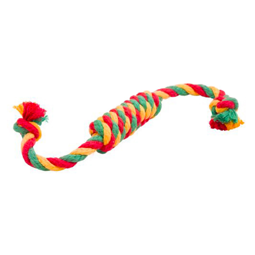 ПР0059084 Игрушка для собак Dental Knot Сарделька канатная 1шт большая (Красный-желтый-зеленый) DOGLIKE 