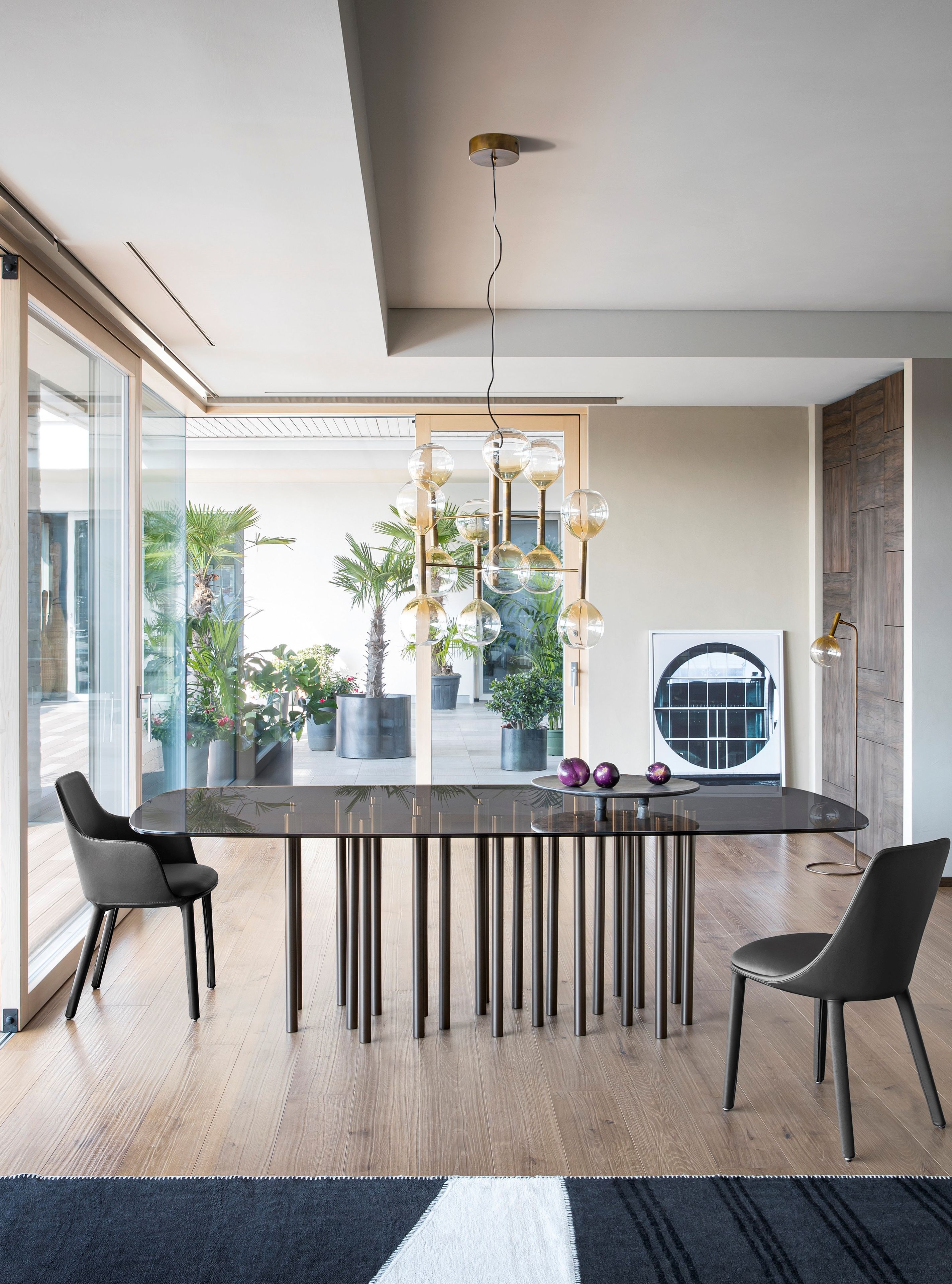 Стальной и стеклянный бочковый стол BONALDO MILLE ARCH-00116064 - Вид №1