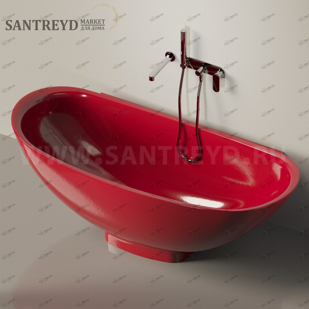 Ванна пристенная IO e SI красная Ceramica Flaminia IO703011