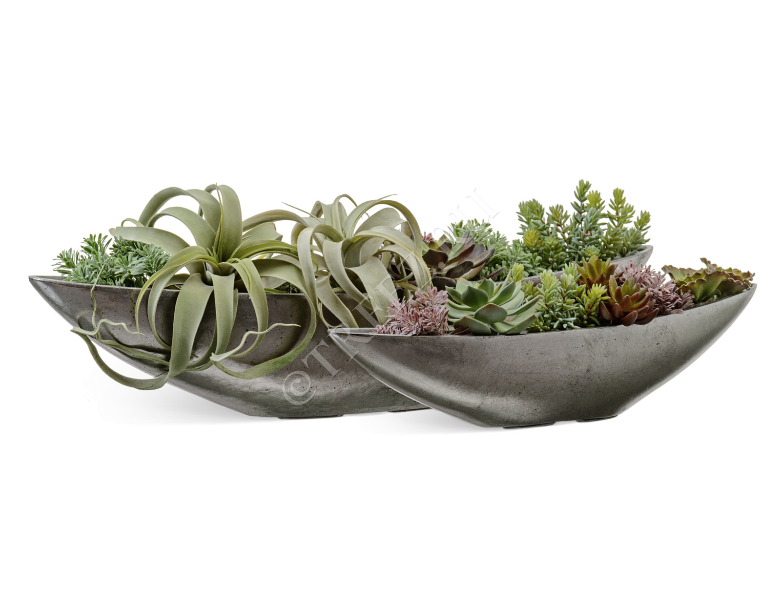 41.3321-04-055-DSL-15/65 Кашпо  Effectory - серия Metal - Ваза-Лодка (2 размера) - Стальное серебро Цветочная коллекция  - Вид №1