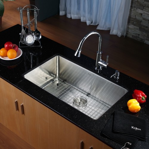 KHU100-30-KPF2220SN-KSD33BN Накладная раковина на столешницу  прямоугольная Krausru  - Вид №8