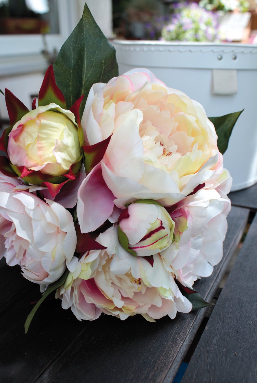 2618 753 a3 Пион шелковый, 6-кратный, 35 см, бежево-абрикосовый H-andreas 