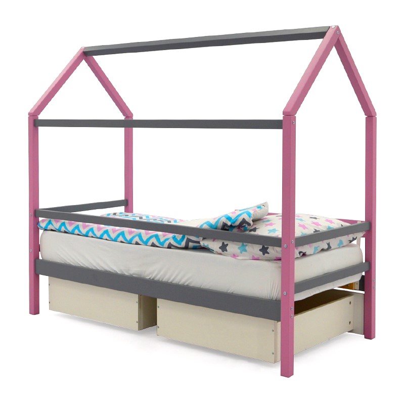 Кровать-домик детская лаванда-графит Svogen БЕЛЬМАРКО  00-3833074 Розовый Santreyd  - Вид №4