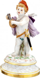 10537071 Meissen Фигурка 17,5см "Купидон-менестрель с лютней" (Генрих Швабе, 1877-1880 гг.) Фарфор