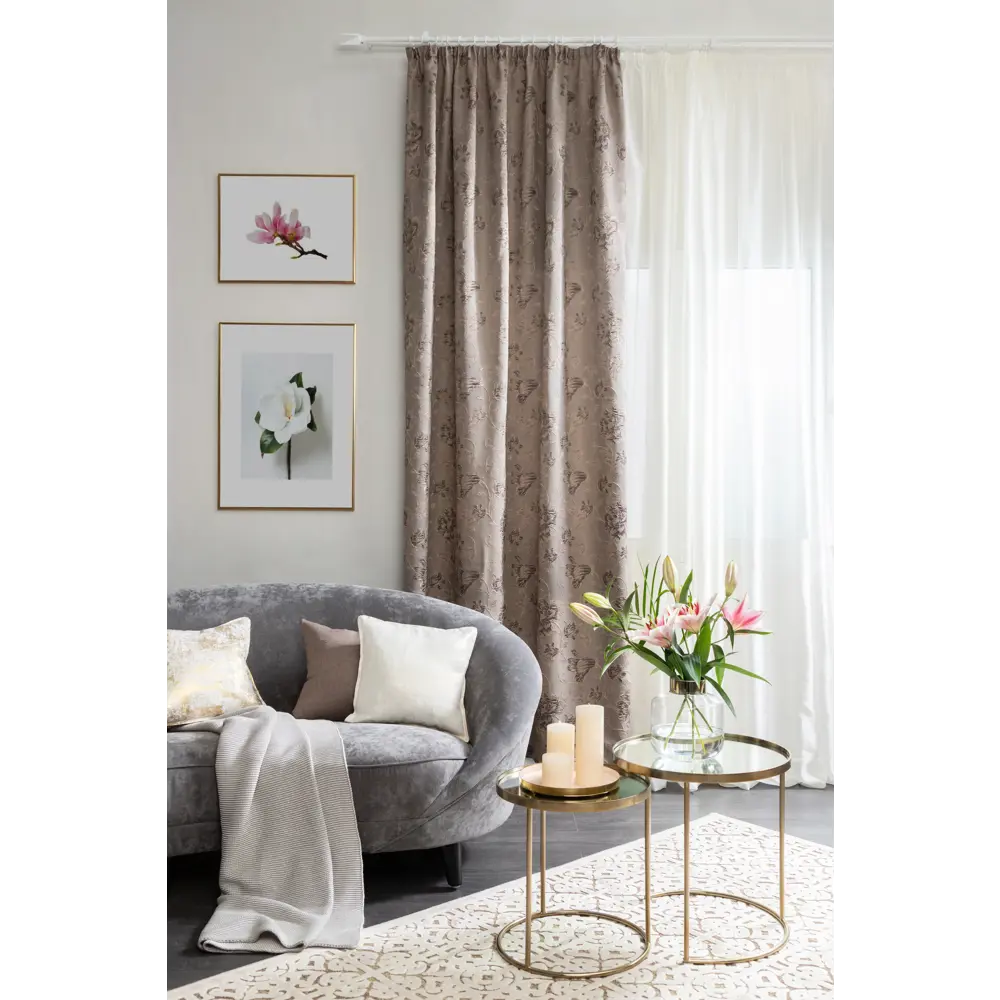 Штора на ленте «Калипсо» 160х260 см жаккард цвет коричневый ТОРГОВЫЙ ДОМ ТЕКСТИЛЬ STLM-2119569 - Вид №5