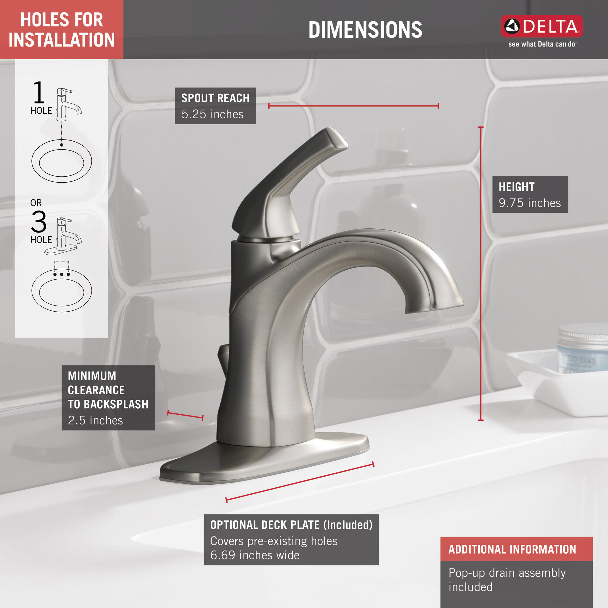 Смеситель Centerset с одной ручкой Delta Faucet 15770LF-SP - Вид №2
