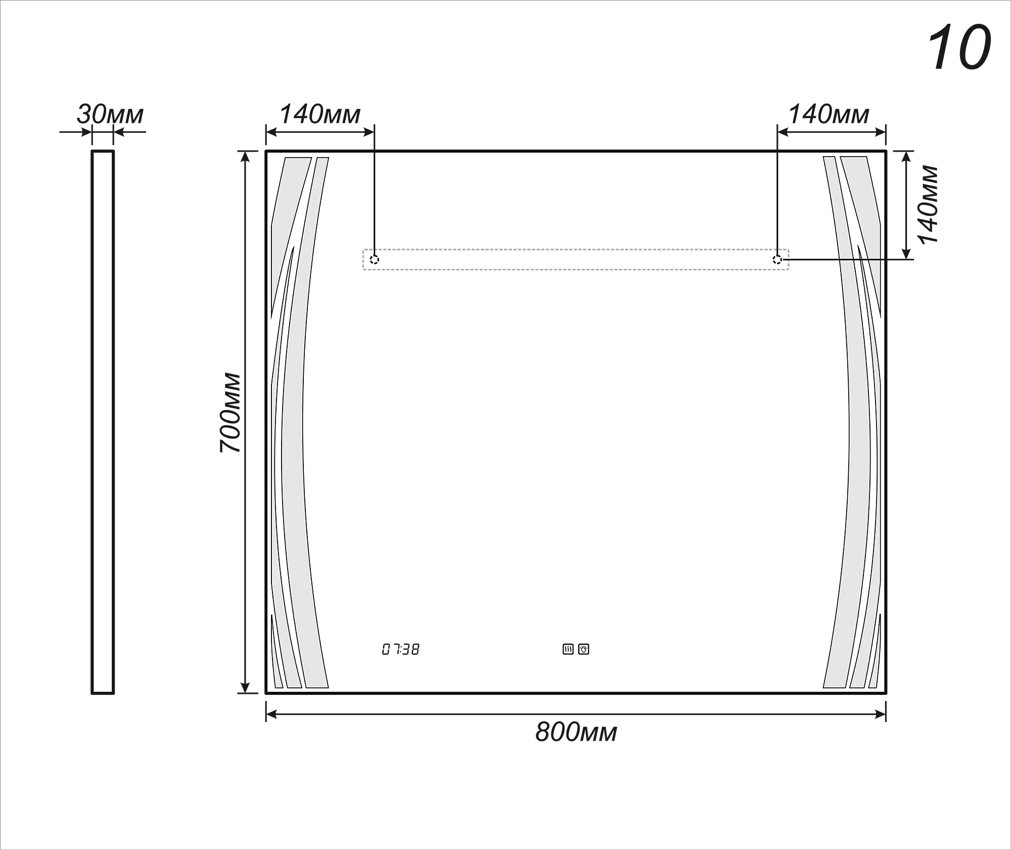 Зеркало Elen Luxe 10001000⨉40⨉700 мм хром VIGO sun-id-665267 - Вид №4