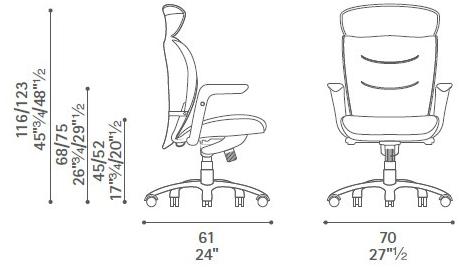 Poltrona Frau Поворотное кожаное кресло Executive с 5-ю спицами и колесами L'ufficio - poltrone ufficio sun-id-1372591 - Вид №3