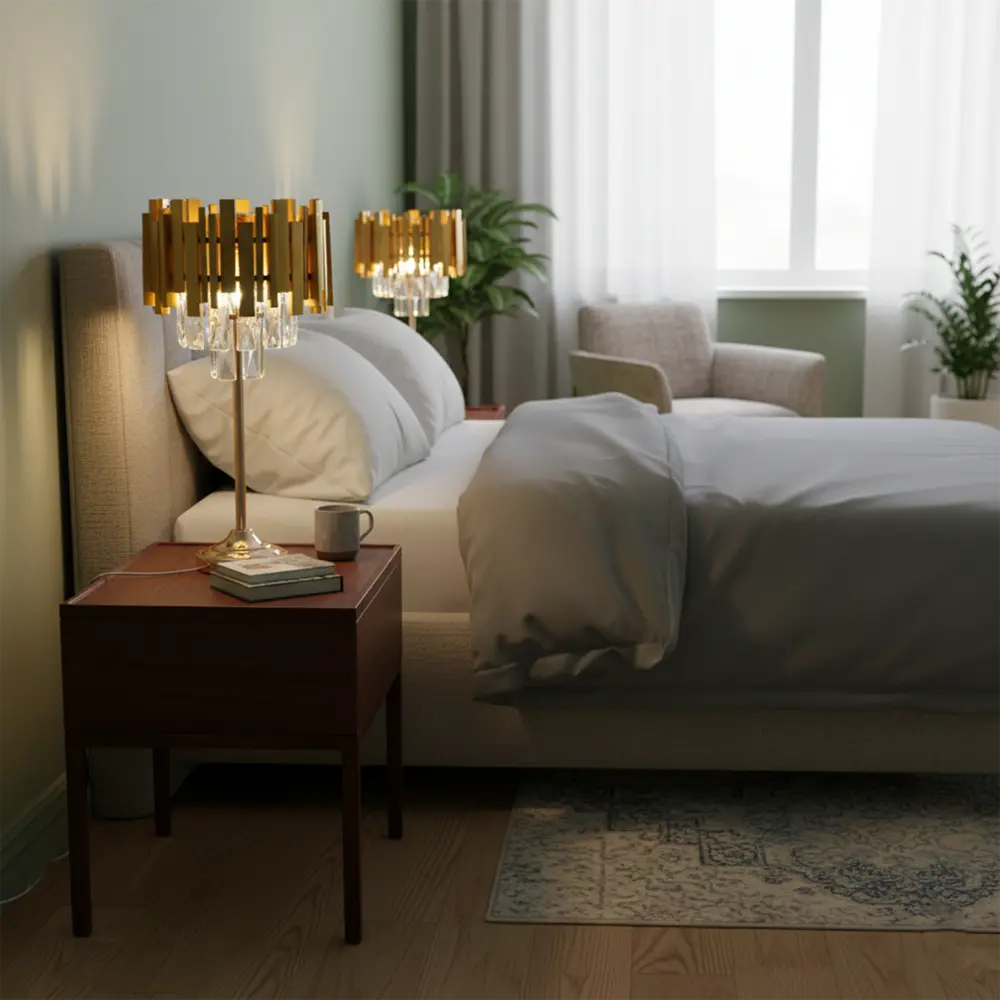 Настольная лампа Estares Frida цвет золото STLM-2148954 - Вид №4