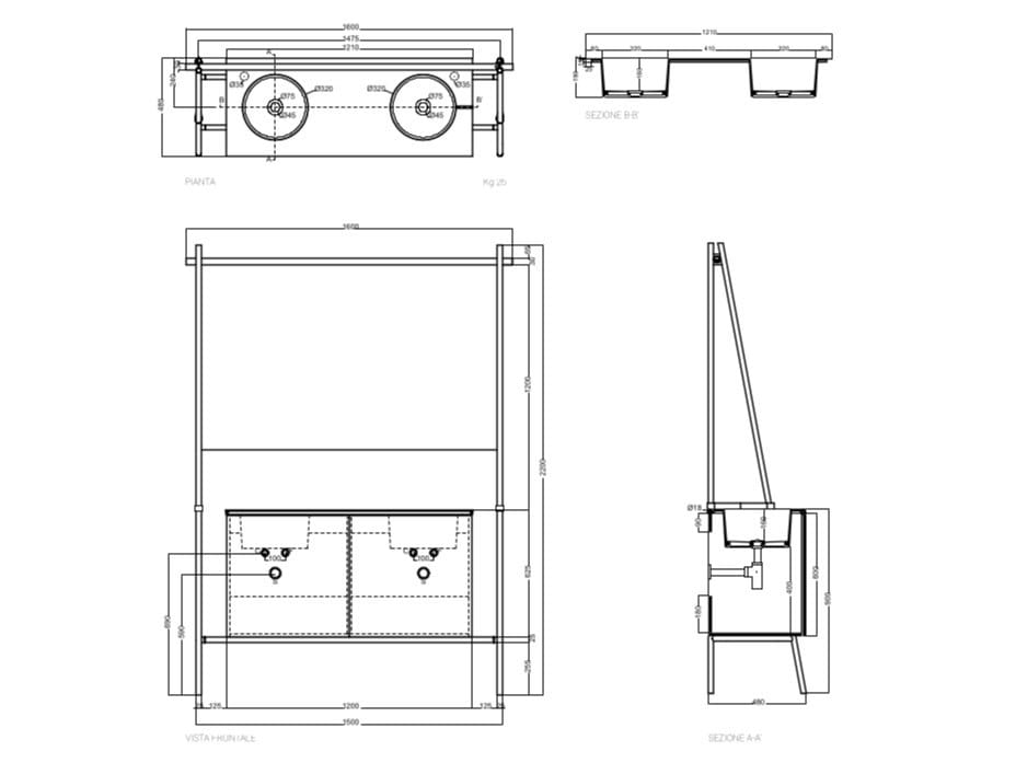 Двойная раковина с рамой из нержавеющей стали и светодиодом COLAVENE 20.20 Skyland ARCH-00064985 - Вид №4