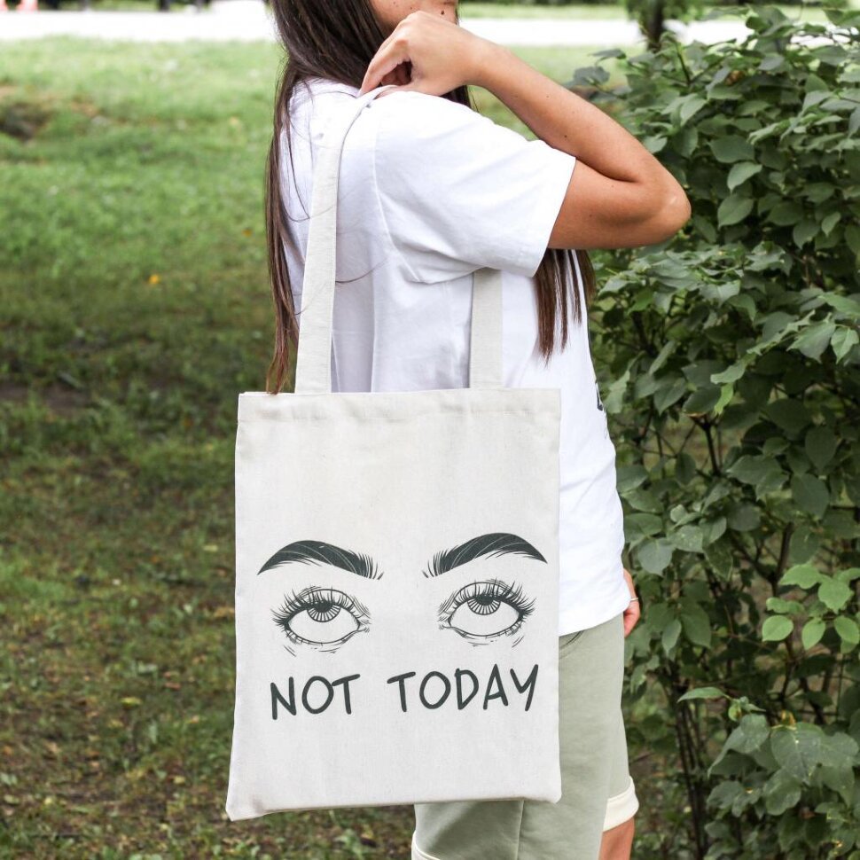 91072655 Сумка для покупок Not Today 30x40 см текстиль цвет белый STLM-0469370 NOBRAND