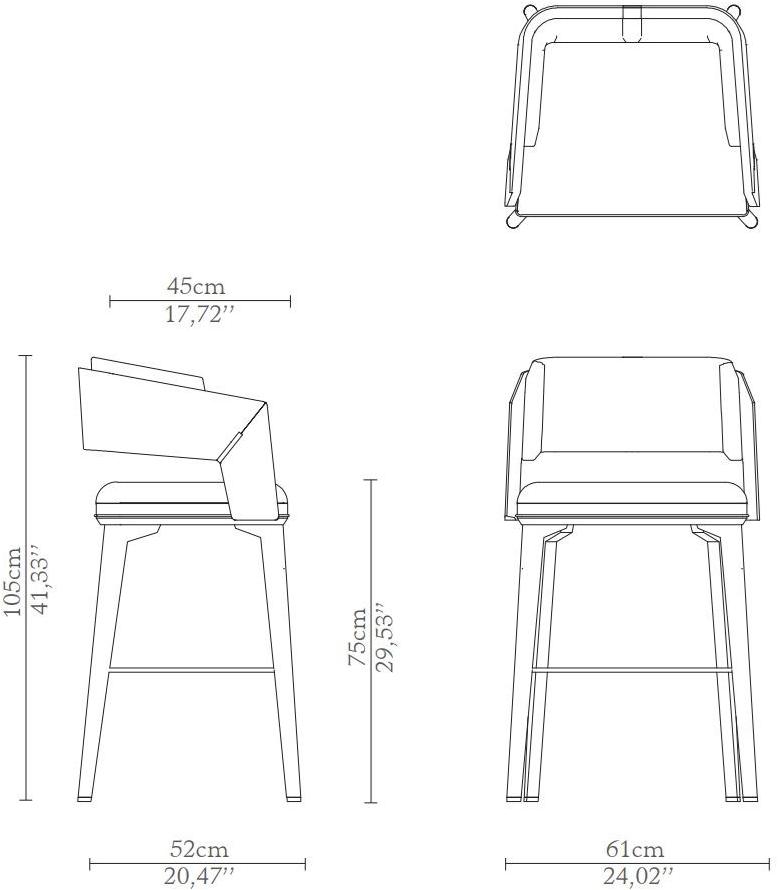LUXXU Высокий табурет с обивкой из бархата Galea sun-id-1388078 - Вид №1