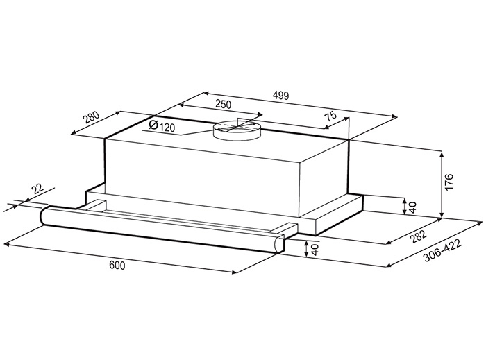 8158168 Вытяжка телескопическая KRONA KAMILLA 600 SUPERNOVA B черный/черный STDN-0017864 - Вид №12