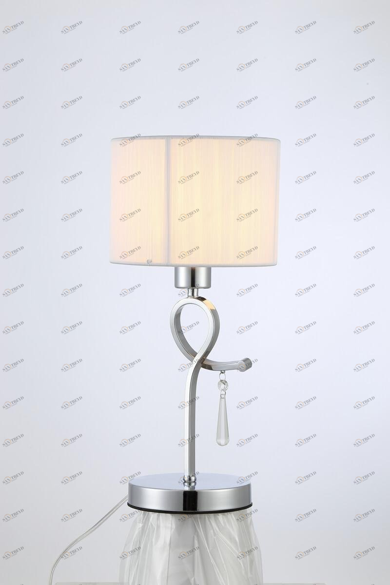 Настольная лампа белая с абажуром и подвеской Raffinato 3019-601 RIVOLI ИНТЕРЬЕРНЫЕ 337405 Белый;хром 