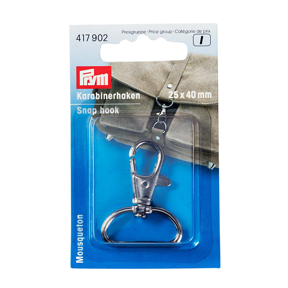 417902 Фурнитура сумочная металл Карабин 25x40 мм серебристый PRYM 