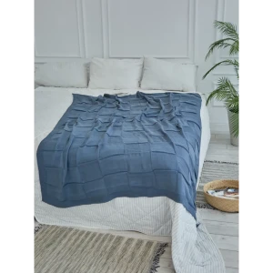 98254348 Плед Almaforhome КвадратыПок/темсер, 215x140 см, трикотаж, цвет темно-серый STLM-1043519