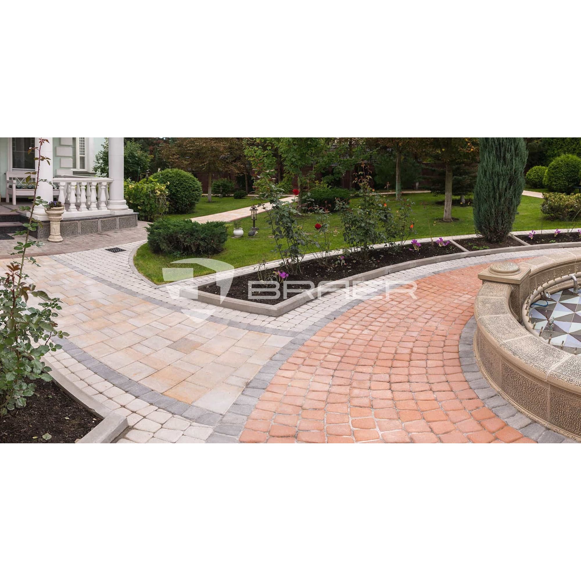 82001779 Бордюр тротуарный двухслойный Braer 1000х200х80 мм цвет серый Santreyd  - Вид №3