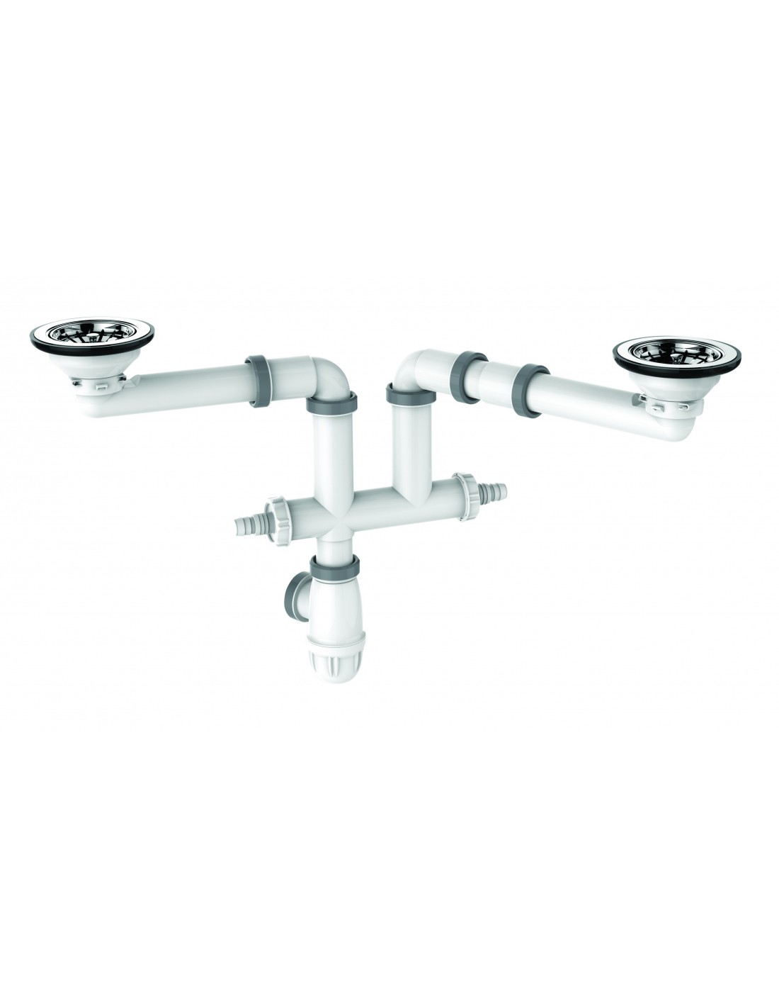 396200 000 00  Комплектное оборудование Elipso для мойки 2 раковины Д. 90 мм, регулируемое, выходное Д. 40 мм, встроенные прокладки Valentin Хром 